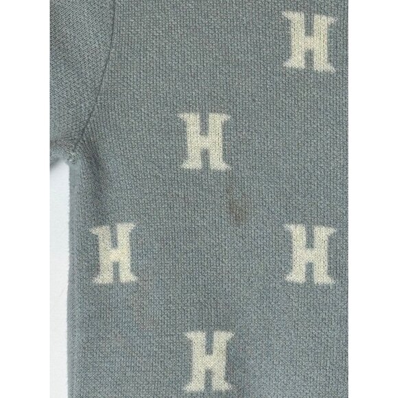 Honor The Gift Sweater Women XS Blue Gray Knit Monogram Short Sleeve Polo Preppy - Picture 10 of 12